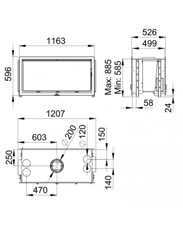 Inserto para chimenea de leña doble cara 16 KW BOMA TUNNEL