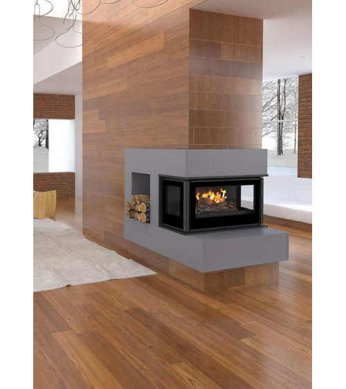 Inserto para chimenea de leña con turbina 3 lados acristalados 16 kW HOLGUIN