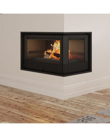 Insert cheminée à bois Holguin avec turbine 11,5 kW 2 vitres droite + 2 bouches recuperateur
