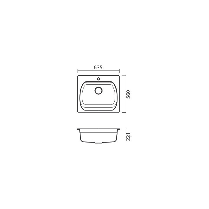 Americano I yksi pesuallas 635 x 559 x 221mm Antrasiitti