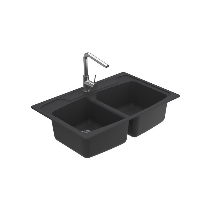Evier double Ligia II 838 x 559 x 230mm Anthracite