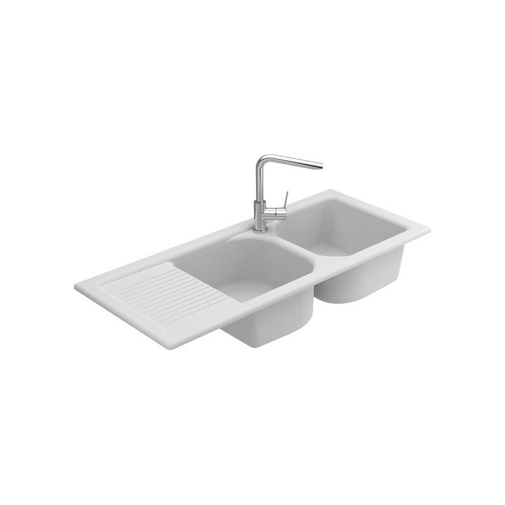 Molina double erris con drenaje blanco de 1160x 500 x 210mm