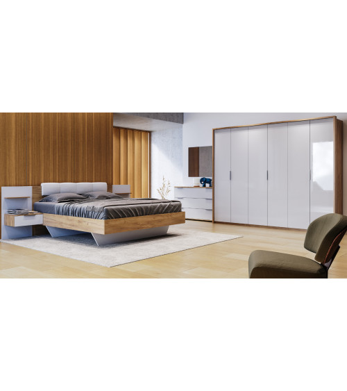 ASTO II complete slaapkamer voor volwassenen wit laqué en licht eiken