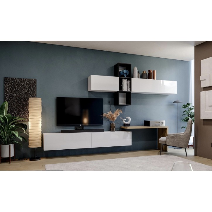 Ensemble meuble TV Box Tokyo Blanc - 350 cm