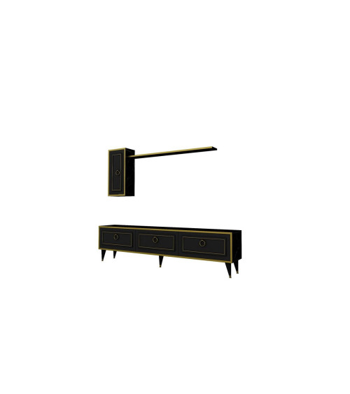 Ensemble meuble TV VALSE MARBRE Motif Noir-Or