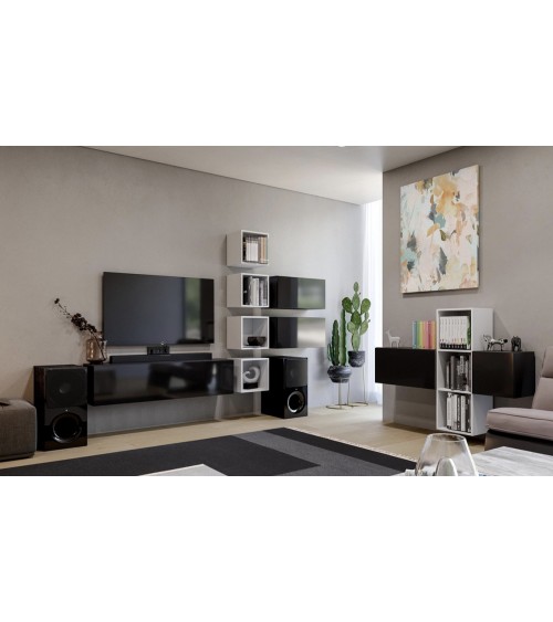 Ensemble meuble TV Box Milan Noir et Blanc 275cm