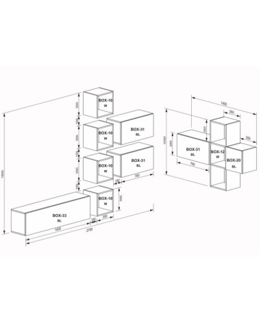 Ensemble meuble TV Box Milan Noir et Blanc 275cm