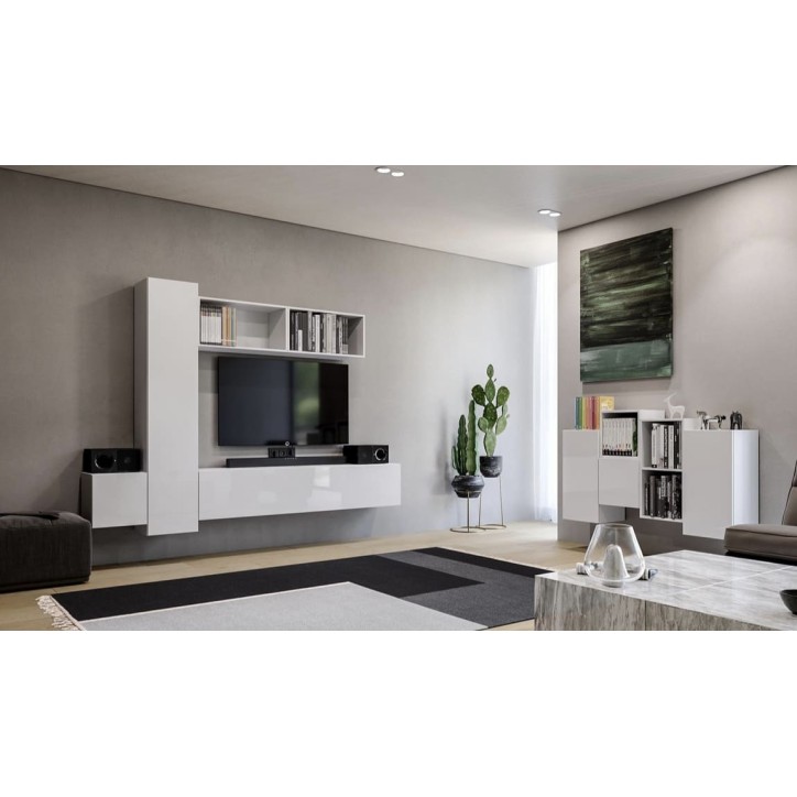 Ensemble meuble TV Box Bangkok Blanc 245cm