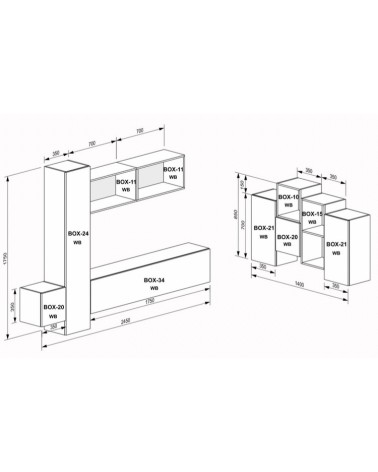 Ensemble meuble TV Box Bangkok Blanc 245cm