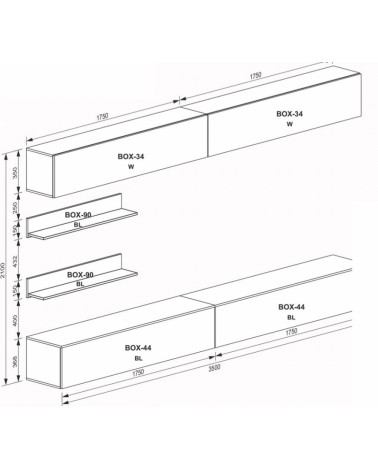 Ensemble meuble TV Box Amsterdam blanc 245cm