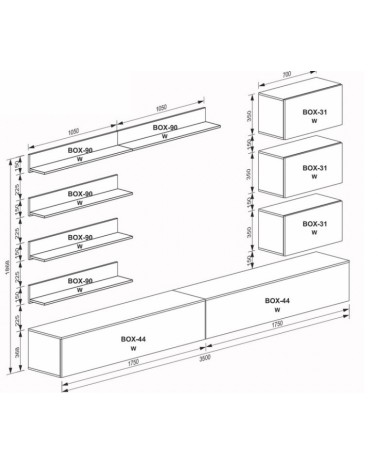 Ensemble meuble TV Box Istanbul 350cm