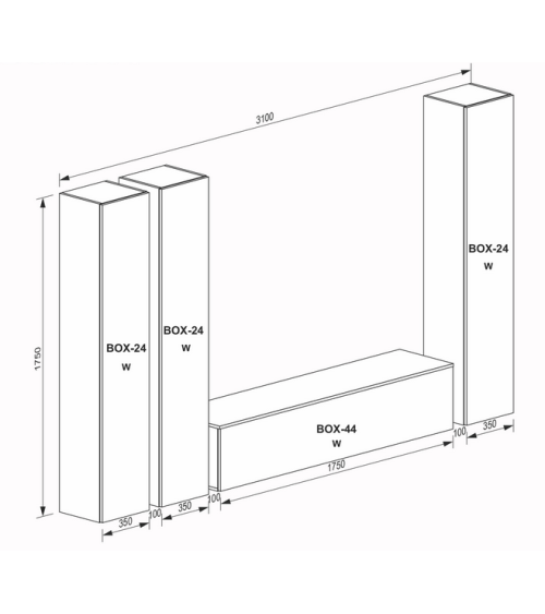Ensemble meuble TV Box Buenos Aires 280 cm