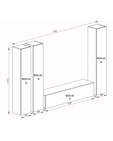 Ensemble meuble TV Box Buenos Aires 280 cm