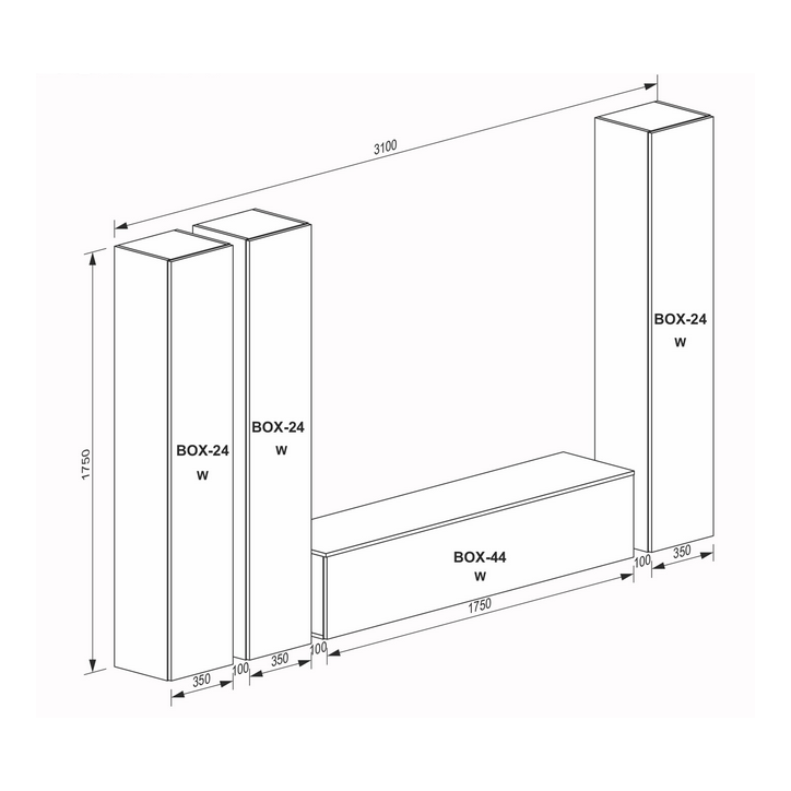 Ensemble meuble TV Box Buenos Aires 280 cm