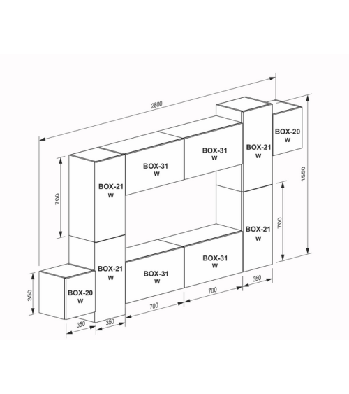 Ensemble meuble TV Box Dubai 245 cm