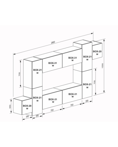 Ensemble meuble TV Box Dubai 245 cm