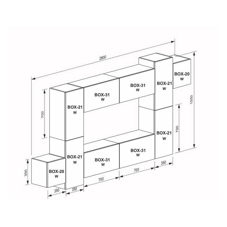 Ensemble meuble TV Box Dubai 245 cm