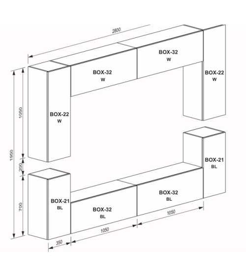 Meuble TV Box Amsterdam 280 cm