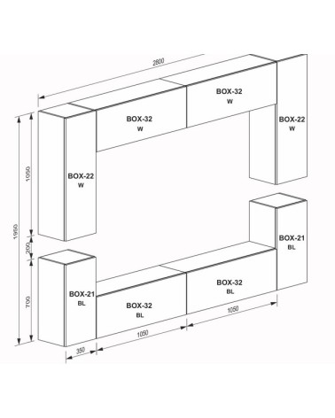 Meuble TV Box Amsterdam 280 cm