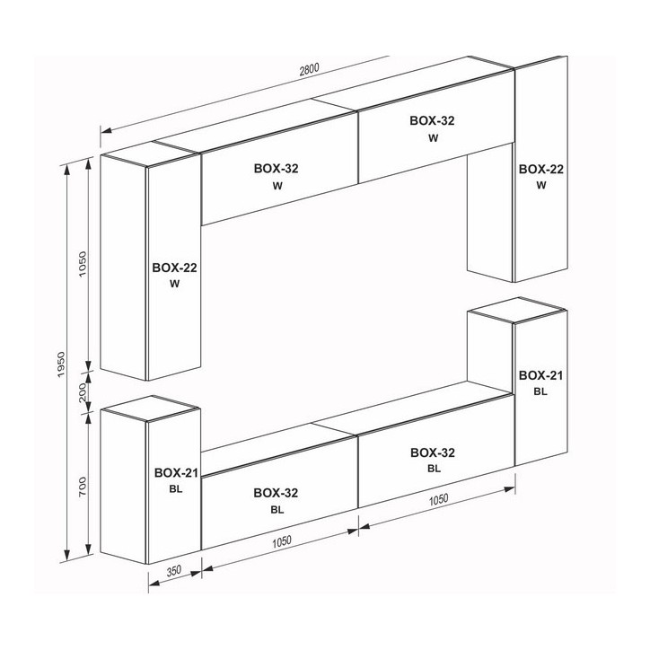 Meuble TV Box Amsterdam 280 cm