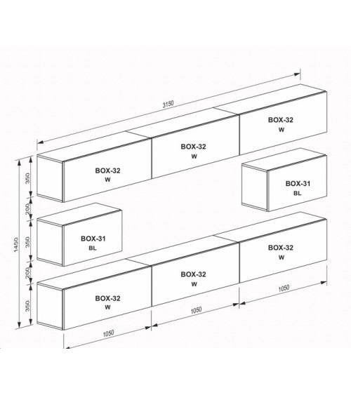 Ensemble meuble TV Box Cap Vert - 315 cm