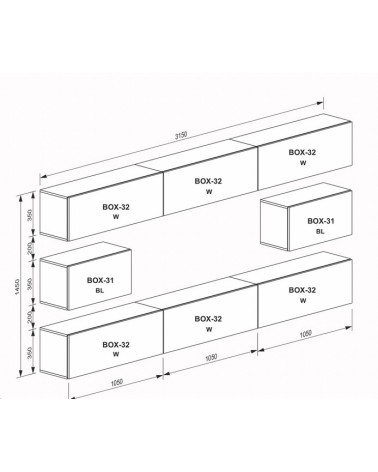 Ensemble meuble TV Box Cap Vert - 315 cm