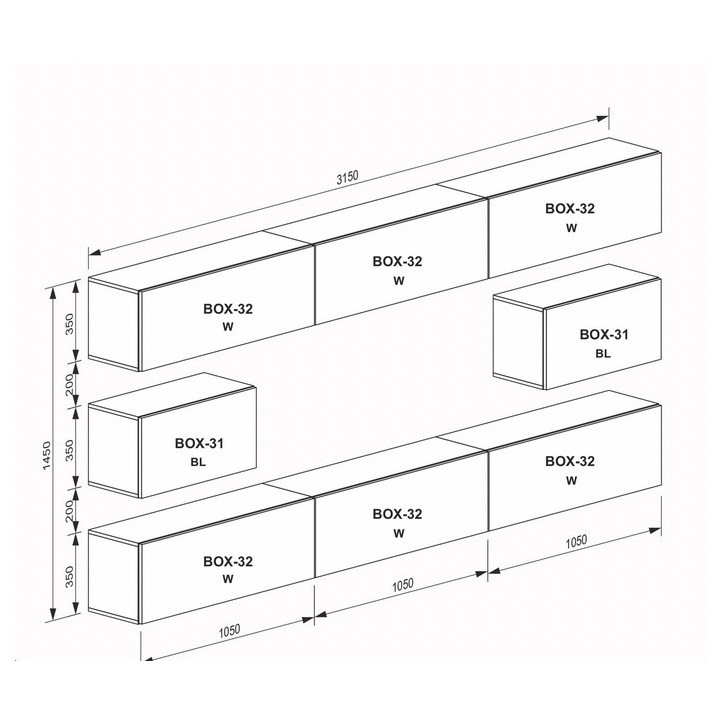 Ensemble meuble TV Box Cap Vert - 315 cm