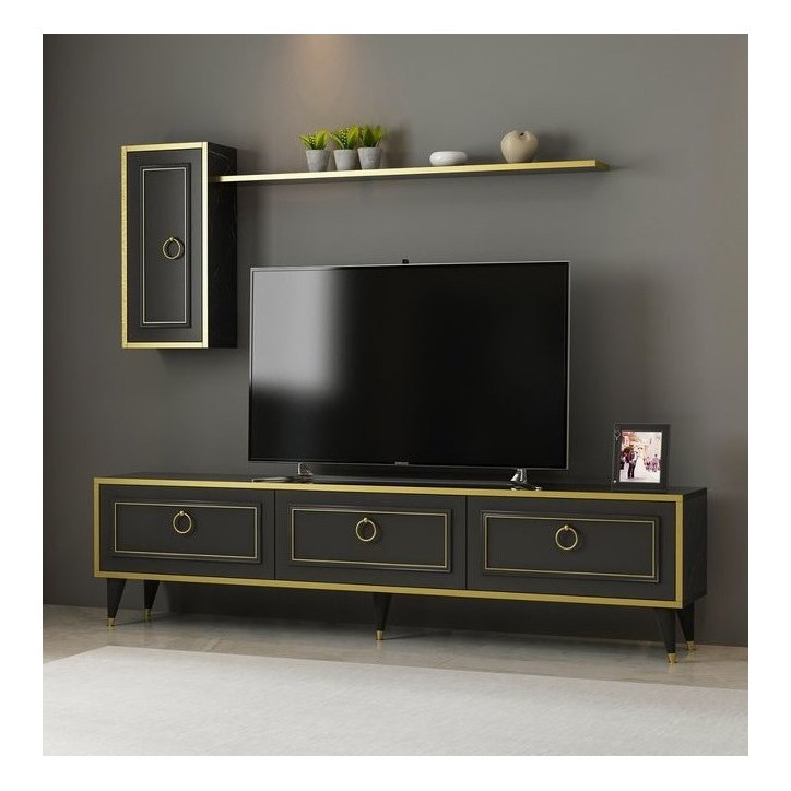Mesa de TV VALSE MARBLE Motivo preto-dourado Mesa de TV VALSE MARBLE Motivo preto-dourado