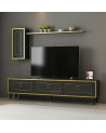 Ensemble meuble TV VALSE MARBRE Motif Noir-Or