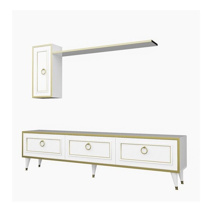 Set porta TV LORENZ 180 cm bianco e oro