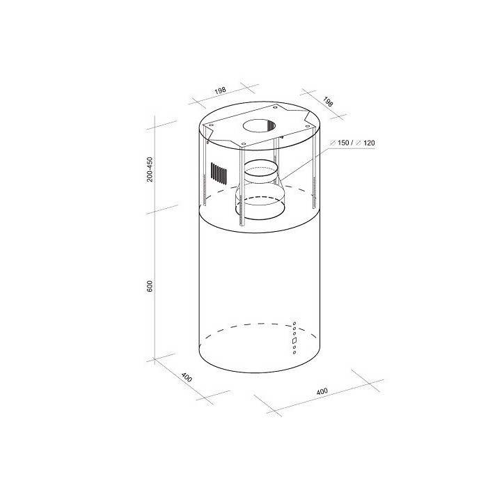 Hotte aspirante îlot ORWICK ROUGE 40 cm