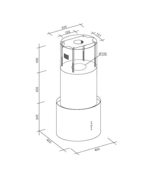 Hotte aspirante îlot OKCYL INOX 40cm