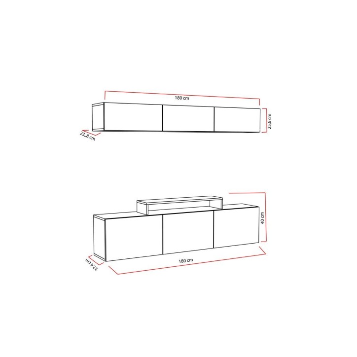 TV LINE 180 cm bianco