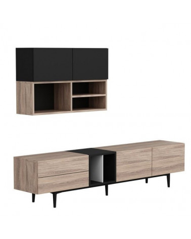 DIANY 195 cm, set porta TV in legno e nero