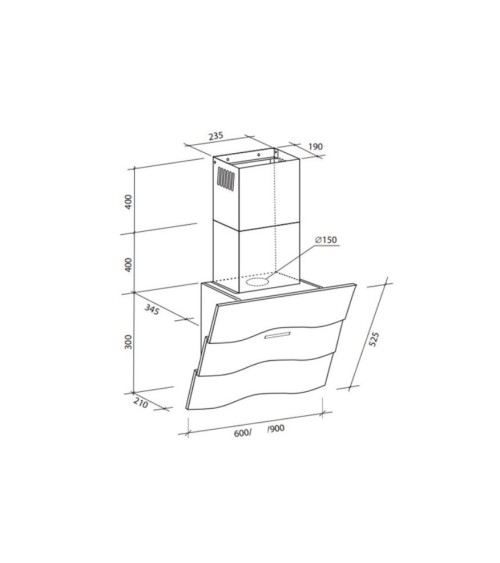 Hotte aspirante  murale FALA 60/90cm