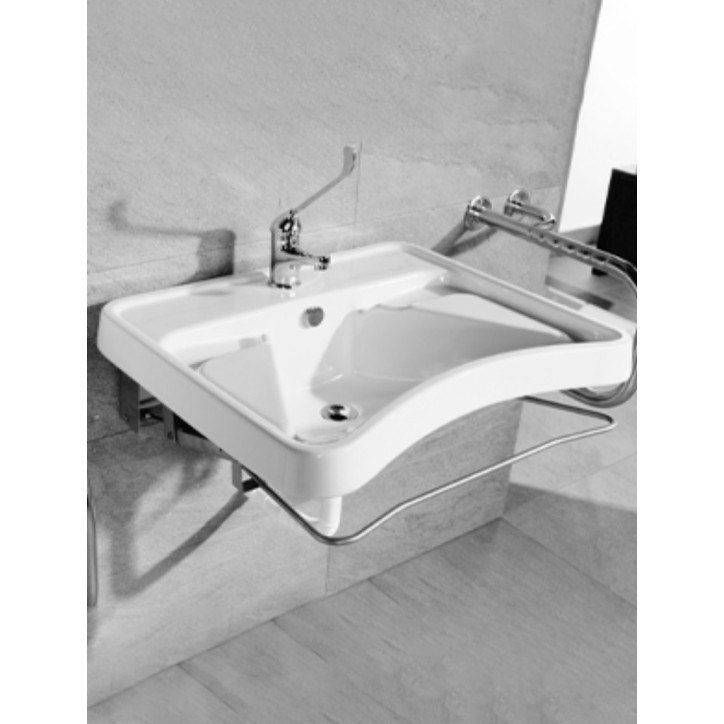 Vasque PMR avec support pour personnes à mobilité réduite blanc