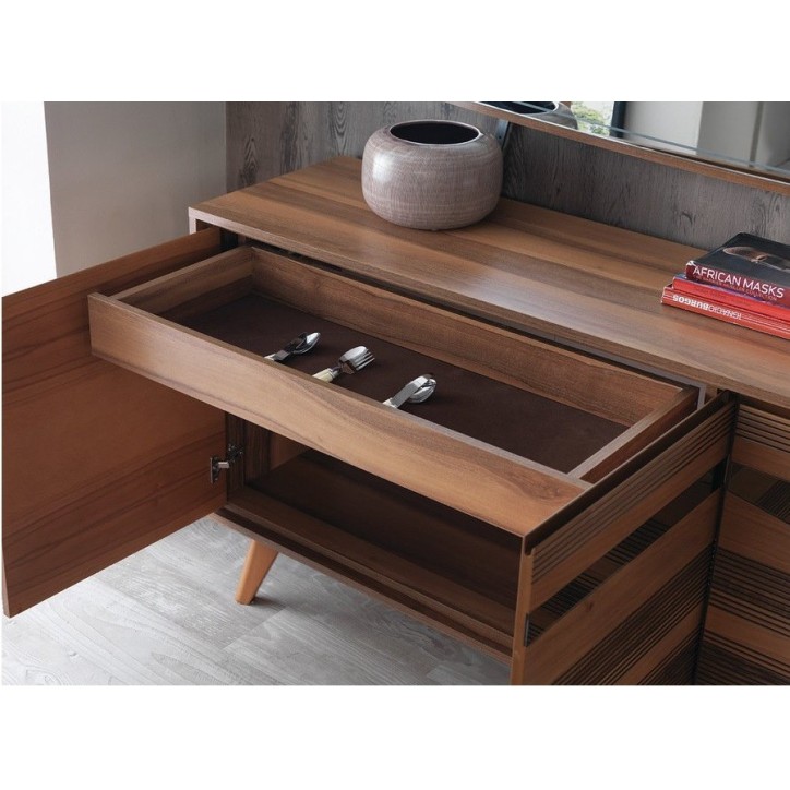 Buffet CLASS 4 portes 220 cm marron