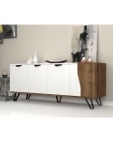 Buffet JASMINE 160cm blanc et noyer