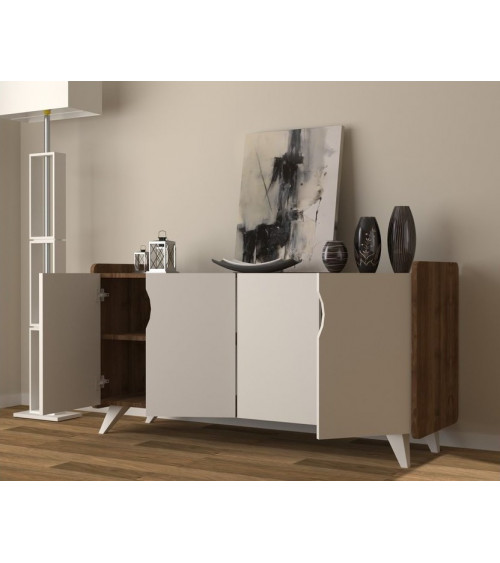 Credenza NOON 140 cm in bianco e noce
