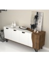 Buffet JASMINE 160cm blanc et noyer