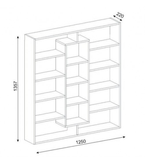 Bibliothèque GRANDE Noir - blanc 125 cm