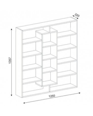 Libreria GRANDE Nero - bianco 125 cm