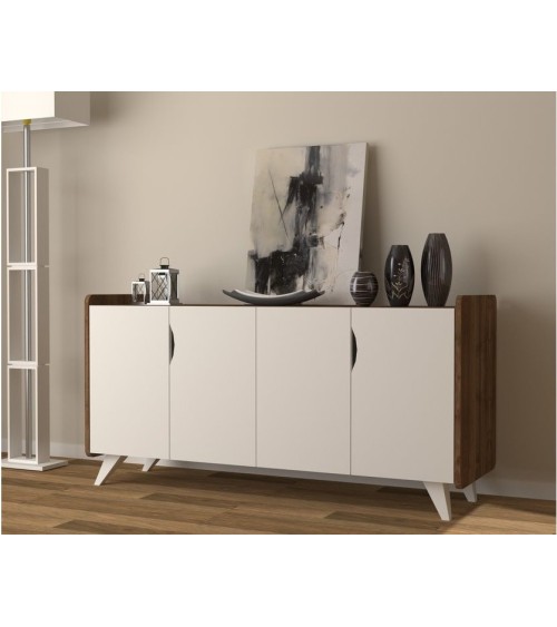 Buffet NOON 140cm blanc et noyer