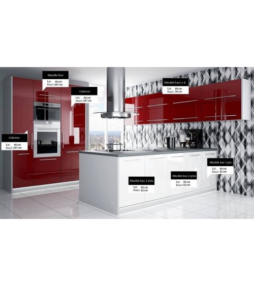 Ensemble Cuisine avec îlot ZAKAN 480 cm  sur mesure