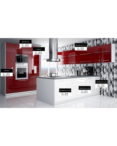 Ensemble Cuisine avec îlot ZAKAN 480 cm  sur mesure