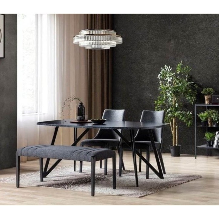 Sala da pranzo COOL in legno, nero ed effetto marmo