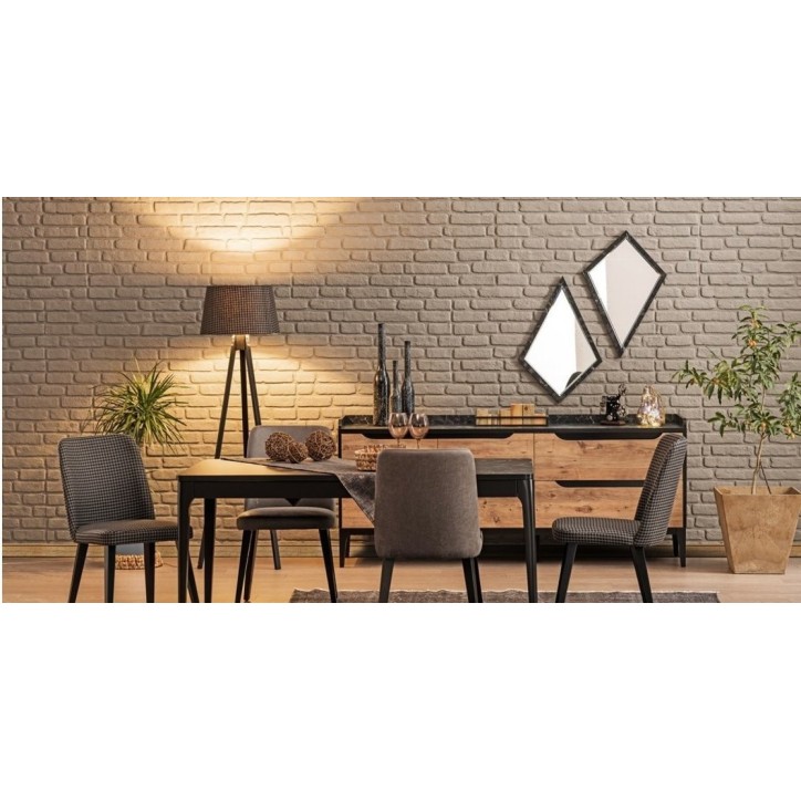 Sala da pranzo in legno e nero KNIDOS