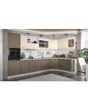 Ensemble cuisine en L MADISON blanc-beige