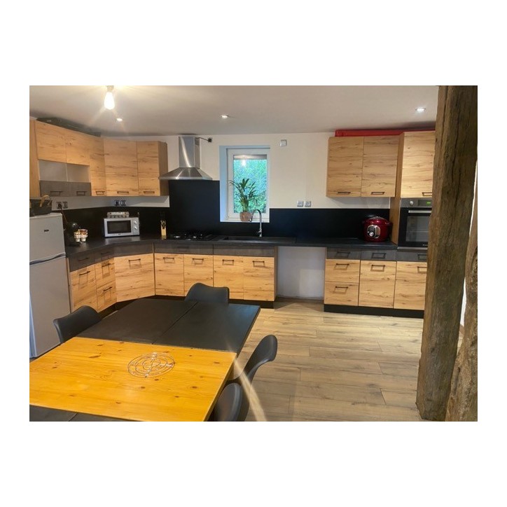 Ensemble cuisine en L GRETA chêne-anthracite