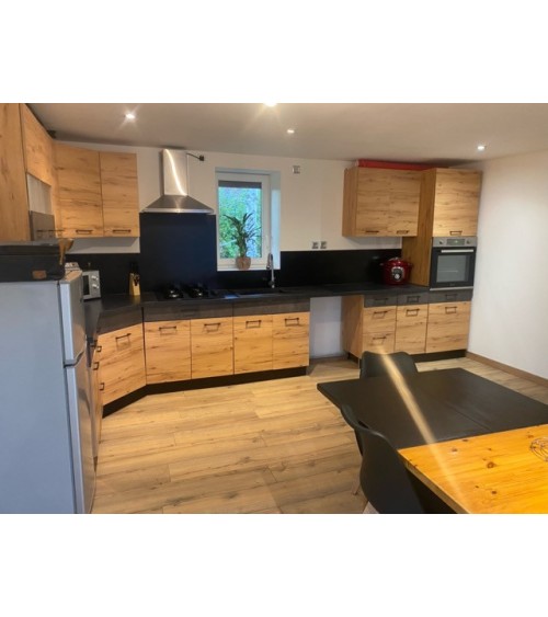 Ensemble cuisine en L GRETA chêne-anthracite